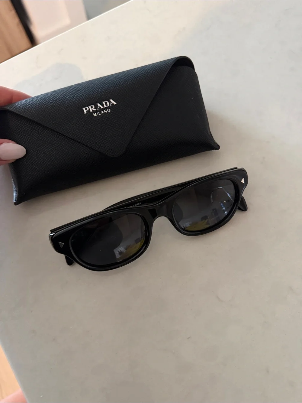 Prada Black Women's Rounded Cat-Eye Sunglasses
